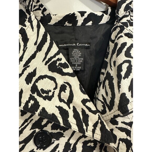 Marina Luna Womens Black And White Animal Print JacketSize S Trendy Casual - Picture 8 of 11